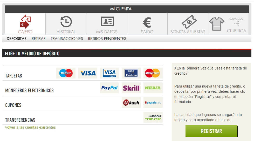 cajero sportium primer deposito