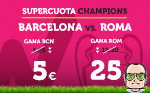 una supercuota para el partido barcelona roma de la liga de campeones