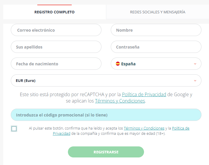 formulario de registro 22bet codigo promcional