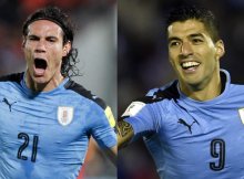 Cavani y Suárez, el gol de Uruguay
