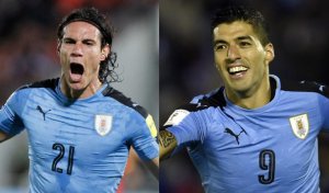 Cavani y Suárez, el gol de Uruguay