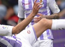 Jugadores del Real Valladolid en un partido de la Liga Santander