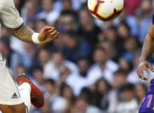 Jugadores de Celta y Real Madrid en el Santiago Bernabeu