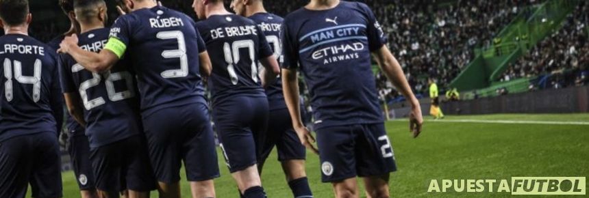 Jugadores del City celebrando un gol ante el Sporting de Portugal