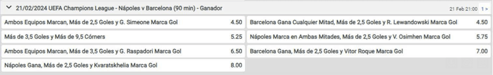 Promociones Codere Champions League Napoli - Barcelona