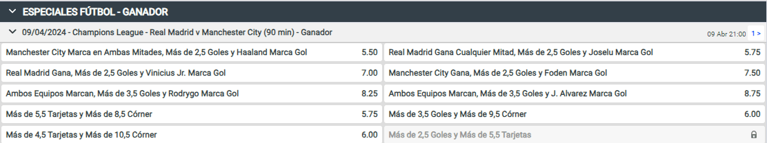 cuotas mejoradas codere real madrid - city